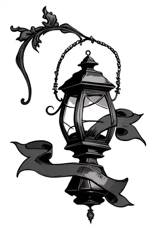 Gothic Lantern With Ribbon Banner