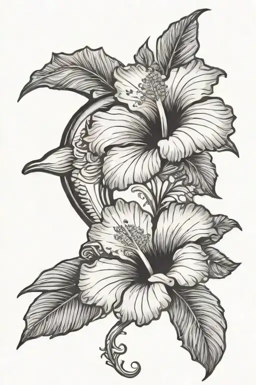 Hibiscus Inside Dolphin Jumping