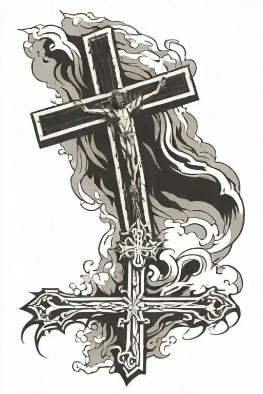 Cross With Mary Praying