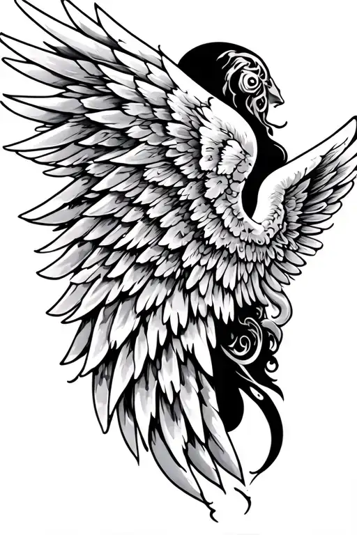 Wings On Back Tattoo With One Angel Wing And One Mechanical Wing