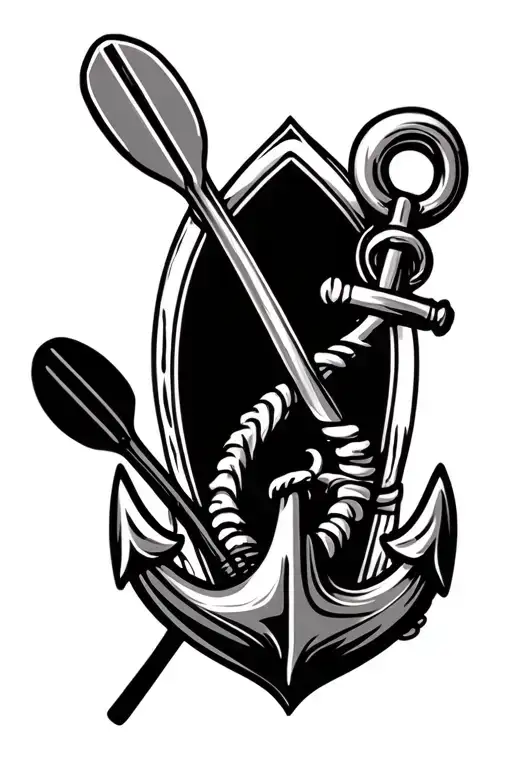 Canoe Paddle Surf And A Anchor