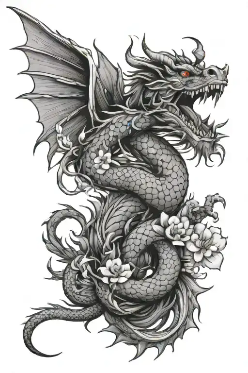 Chihiro Dragon Flower Intertwined