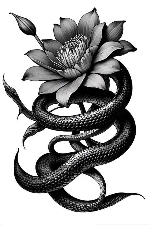 Snake Wrapped Around A Flower