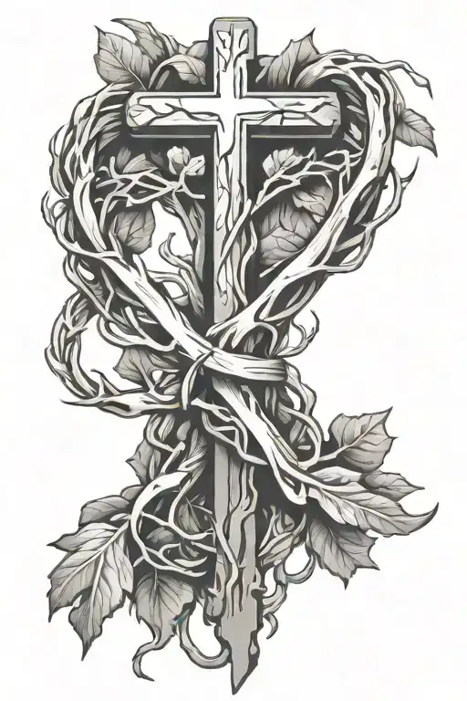 Roots Leaves And Cross Intertwined