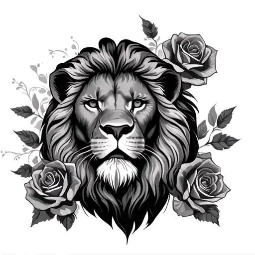 Lion And Roses