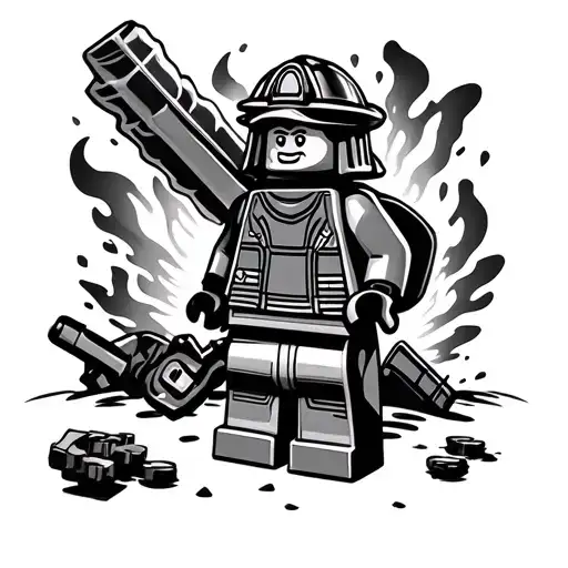 Lego Fire Fighter Surrounded