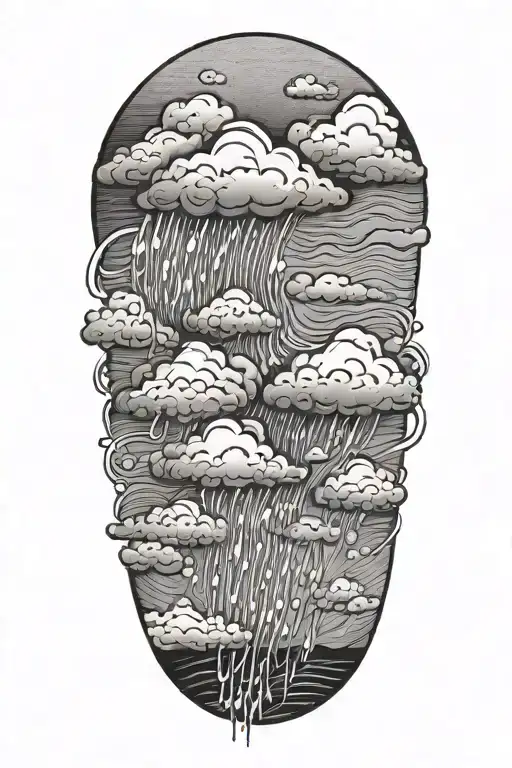Rain With Cloud Tattoo Has Left Side Is Half Circle Boundry Shape