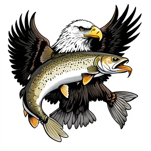A Trout With Bald Eagle Wings And Talons Showing