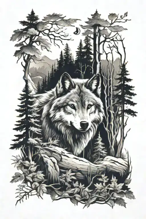 Wolf In Woods