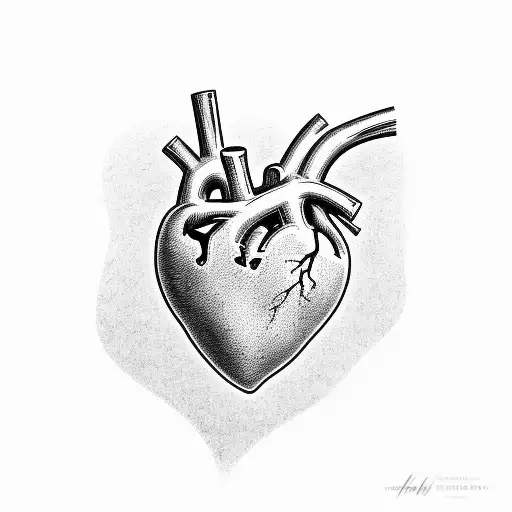 Anatomical Heart With Mountain Scene