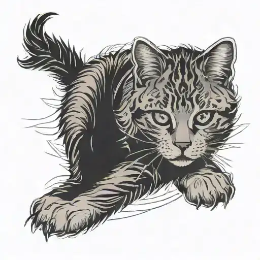 Line Line Concept Tattoo Featuring Cat Paw