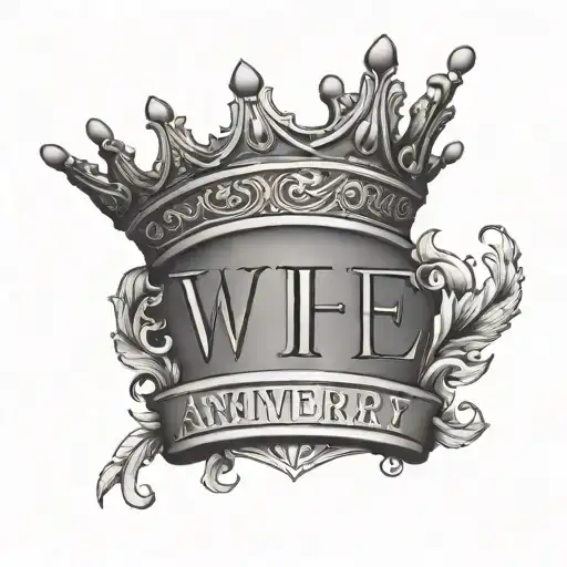 Wife's Initials With Roman Numerals Of Anniversary On A Crown