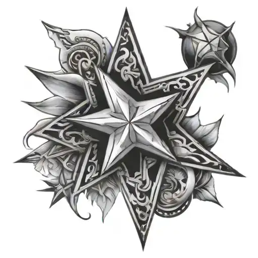 Black Star Tattoo Design