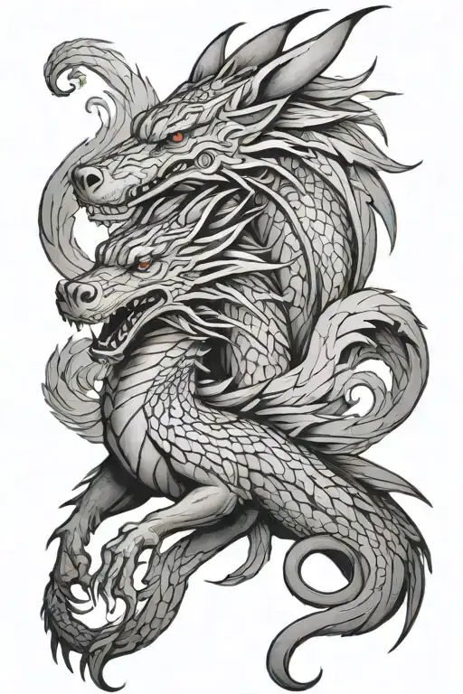 Dragon And Coyote Intertwined