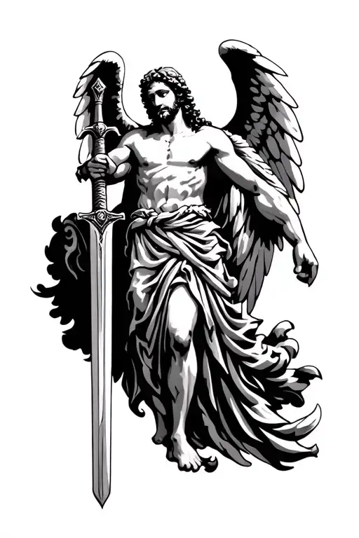 Greek Inspired With Christian Angel Holding A Sword