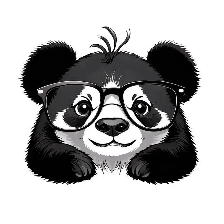 Panda Wearing Glasses Face Mole Sitting