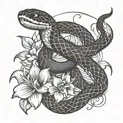 Snake And Flowers Intertwined