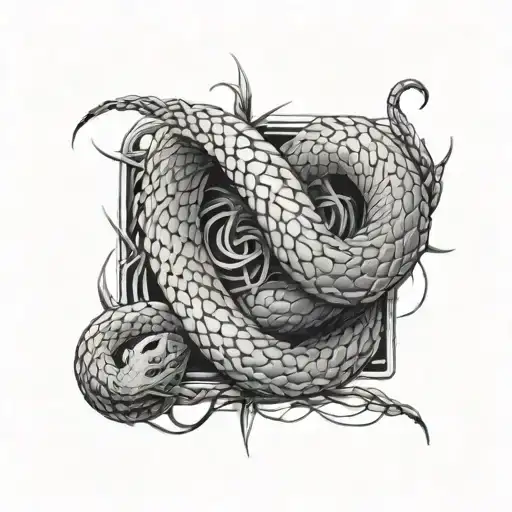 Barbed Wire Coiled Around A Snake