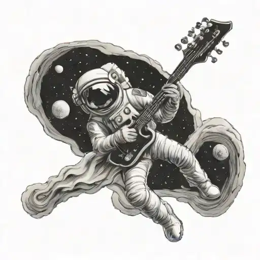 An Astronaut Playing A Guitar On A Distant Planet