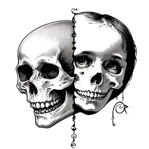 Half Of A Child's Face Married To A Skull