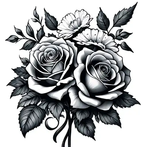 Rose And Honeysuckle Flower Bouquet