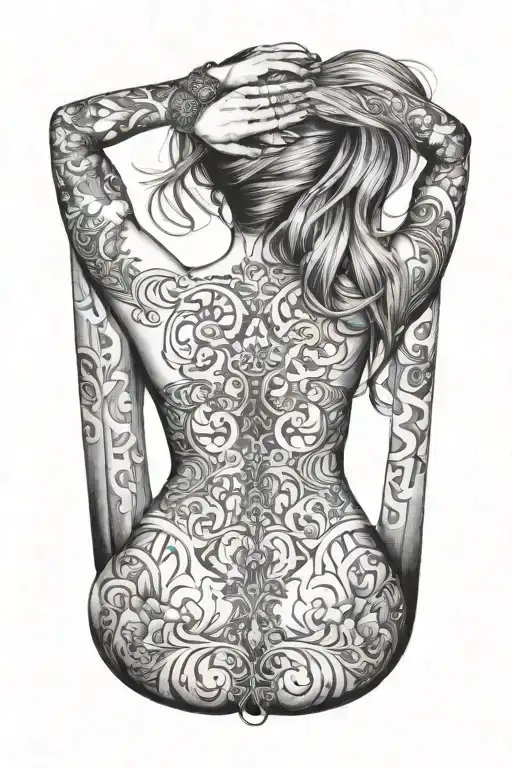 Sexy Girl Back Tattoo Design Idea