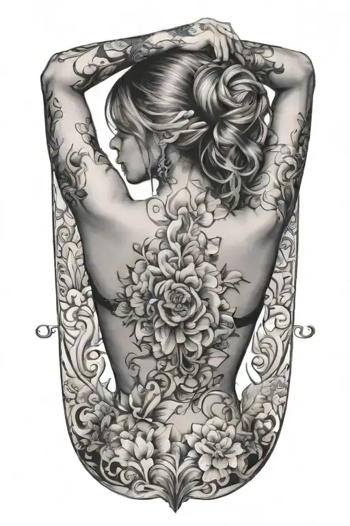 Sexy Girl Back Tattoo Design Idea