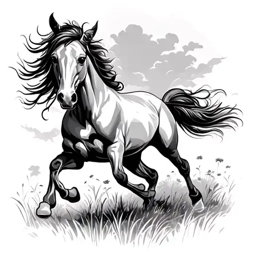 Filigree Horse Galloping Through A Field