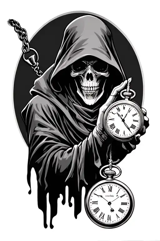 Grim Reaper Holding Pocket Watch