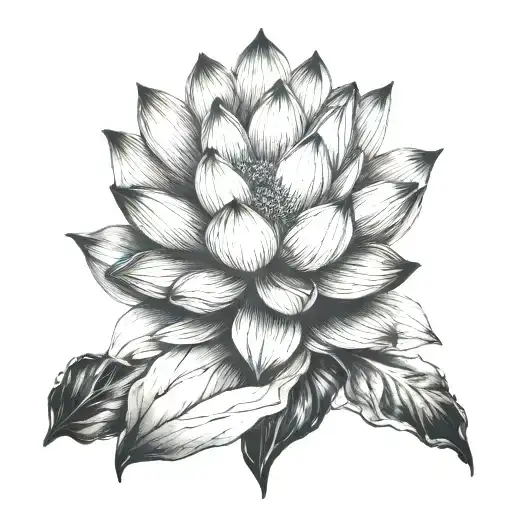 Lotus Flower Growing Into Mountain Peak