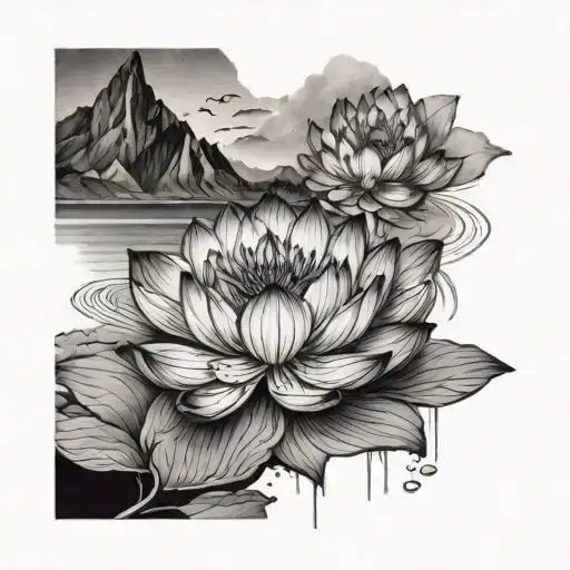 Lotus Flower Turns Into Mountain Range Reflected