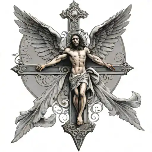 Crucifix With Angel Wing