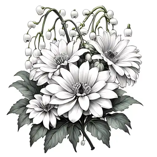 Lily Of The Valley And Chrysanthemums On The Outside