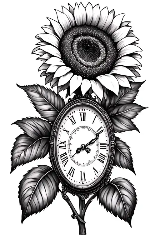 Clocks Of Birth Time With Sunflowers For Thigh