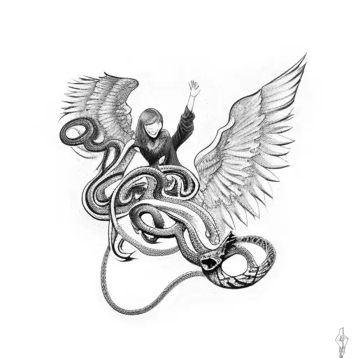 Falling Angel With Snakes