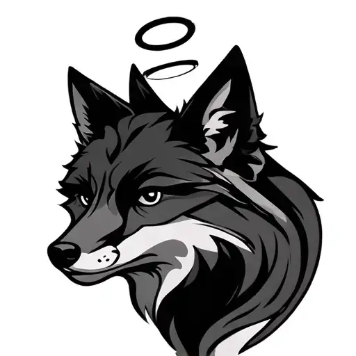 Fox Face With Halo Above His Head