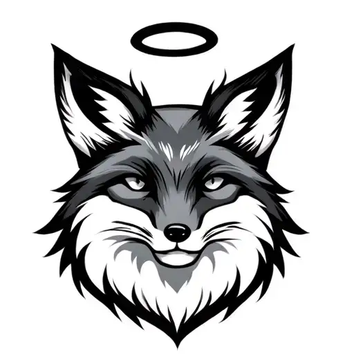 Fox Face With Halo Above His Head Wearing