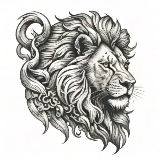 Lion In Hunting Position Like Crossed