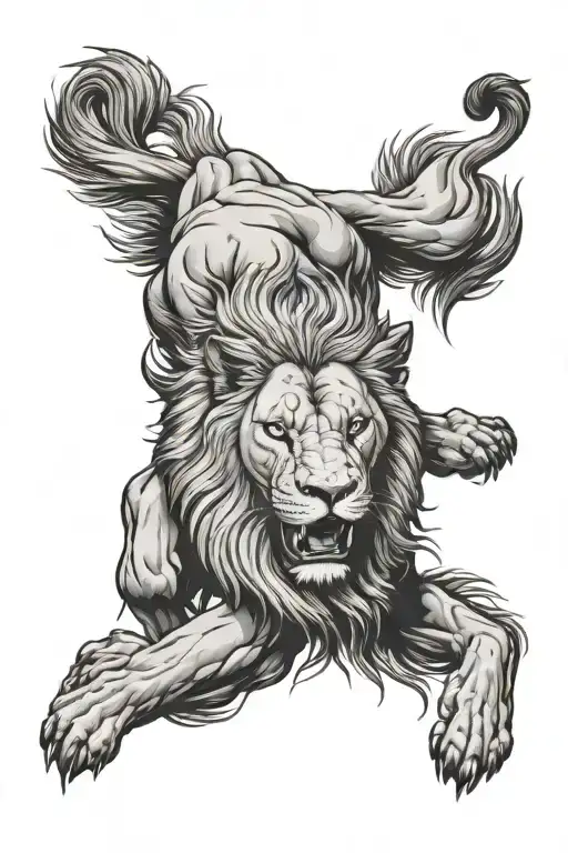 Lion In Hunting Position