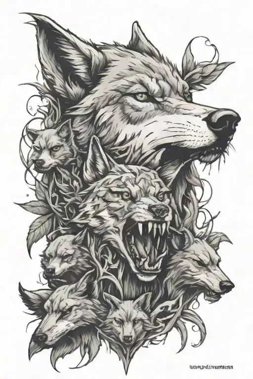 Wolf Faces Amongst Viles Of Poisons And Acids