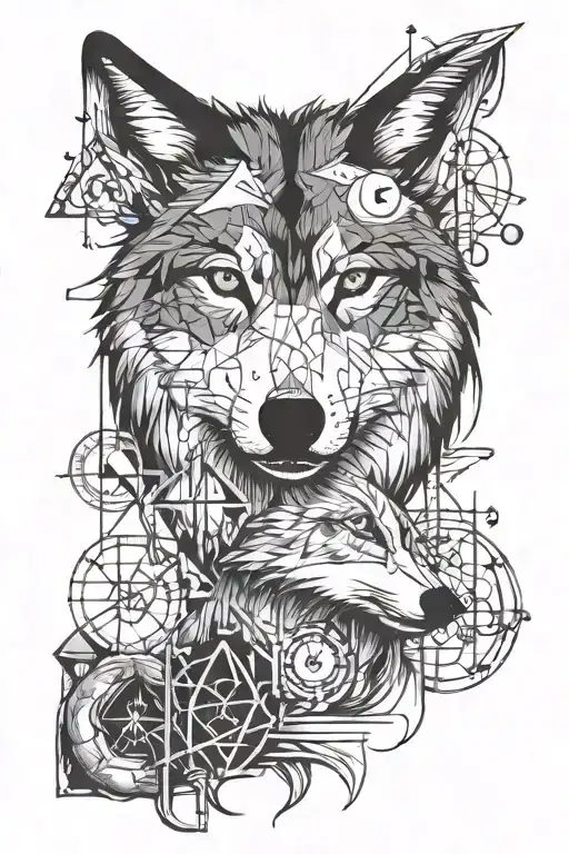 Wolf Faces Amongst Chemistry Symbols