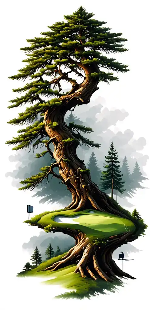 Pine Forest Wrap Around Tree Golf Course Family