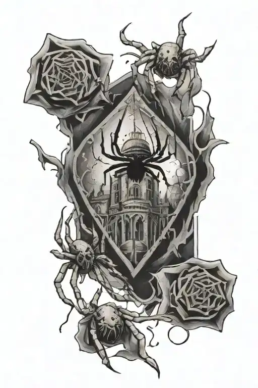 Harrypotter Spider With Hogwarts In The Background