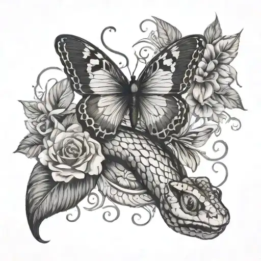 Snake And Butterfly Surrounded