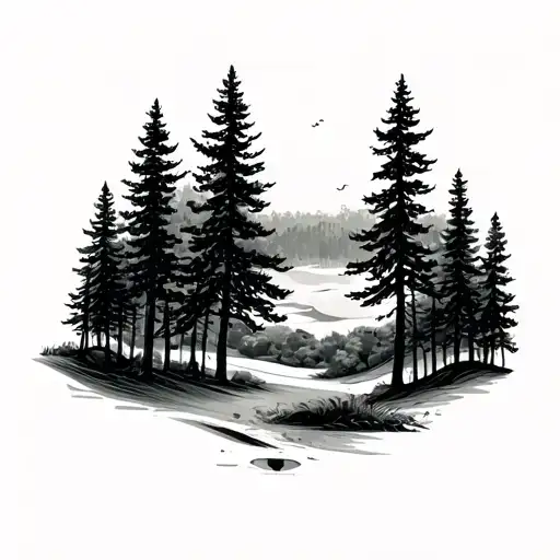 Pine Forest Wrap Around Tree Golf Course Family