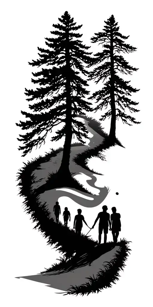 Oak Forest Wrap Around Tree Golf Course Family Shadow Figures