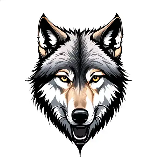 Wolf An Line Tattoo Design Combining