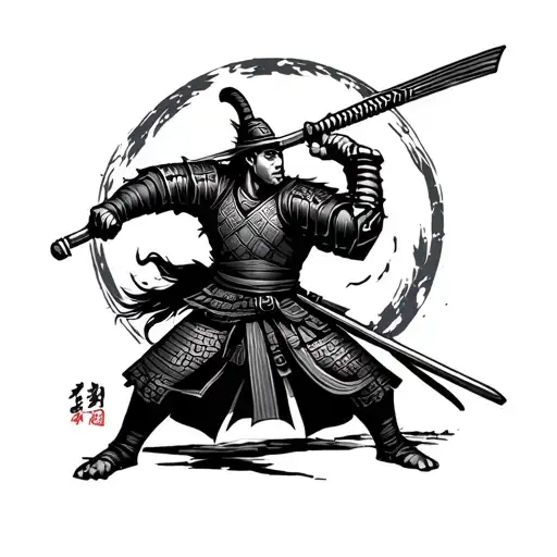 Samurai Warrior Battling