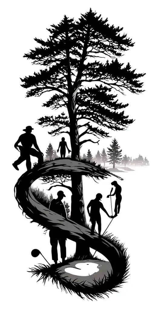 Northeast Golf Course Forest Wrap Around Family Shadow Figures Abstract