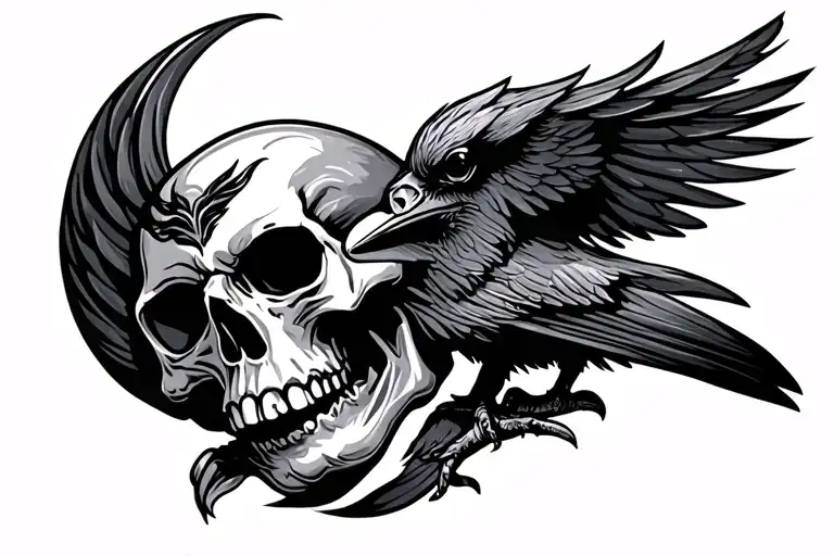 Skull And A Raven